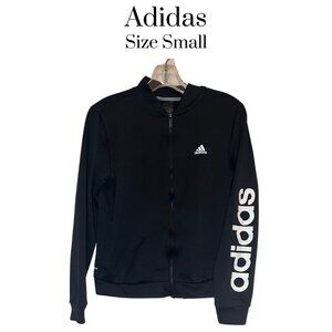 Adidas Climawarm ladies zip up lightweight jacket brand on arm black size small